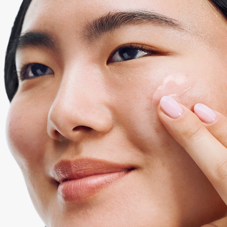 model showing moisture surge texture on cheek